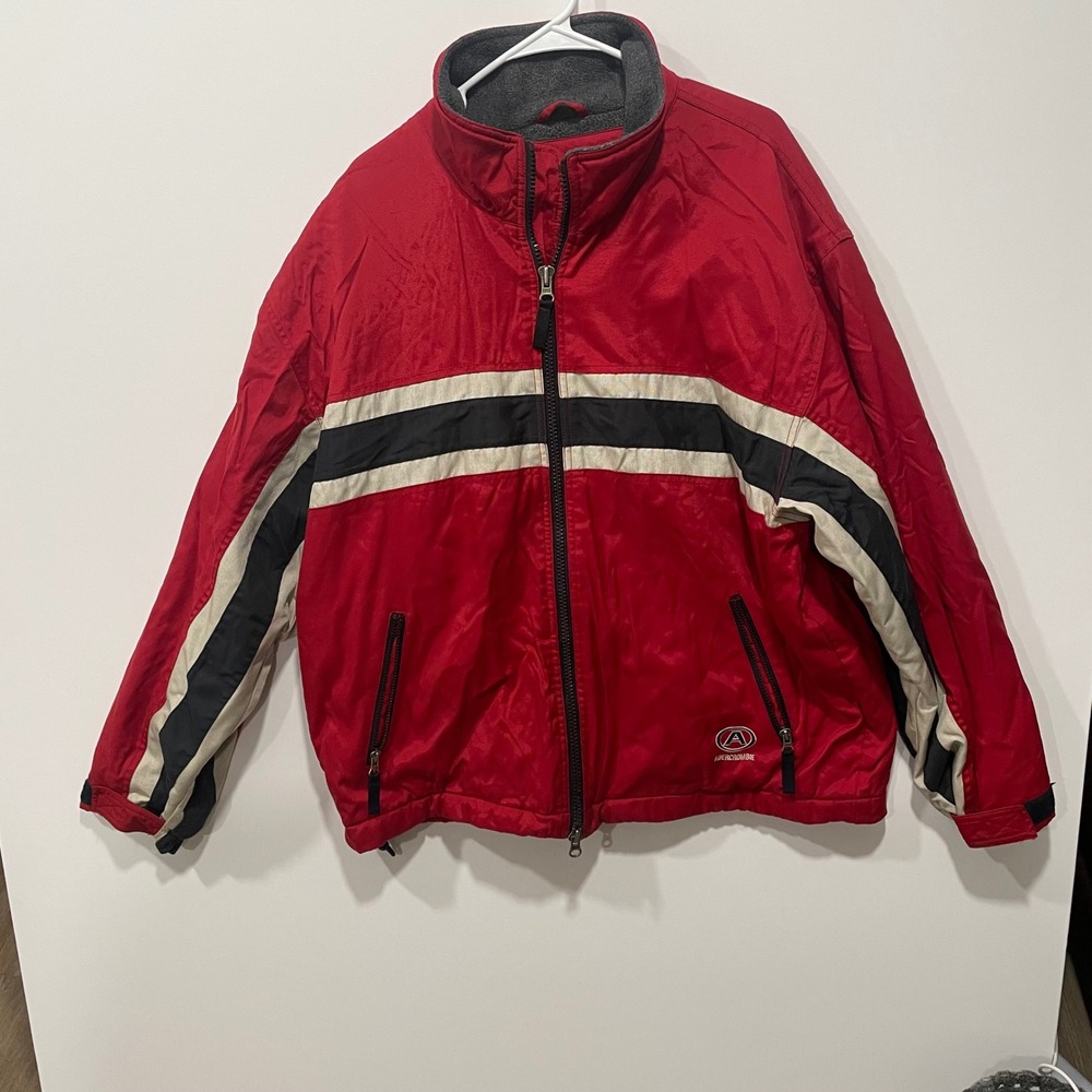 Abercrombie Performance Red Black White‎ Stripe Puffer Jacket Men's Size L